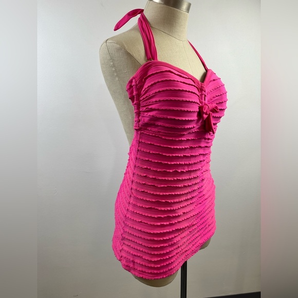 Jessica Simpson Pink Skirted One Piece Bathing Suit, Sz LG - Picture 2 of 13